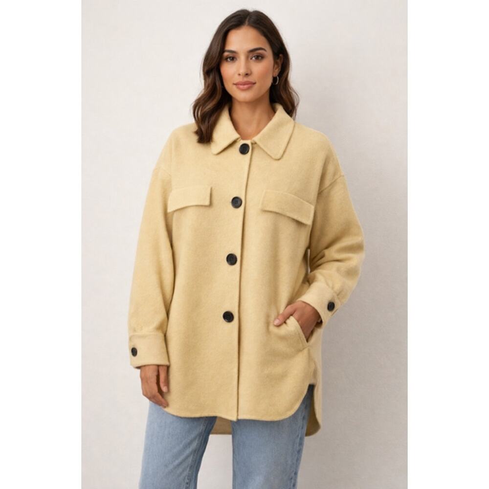 100% Wool Brushed Coat - Soft Cashmere Feel - Size M
